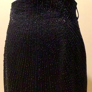 Silk crepe beaded fully lined high waisted dressy skirt with zippered closure